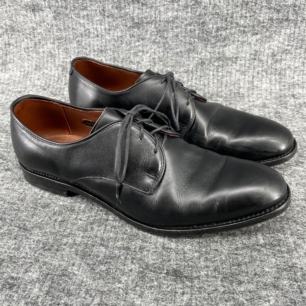 Allen Edmonds Kenilworth Men's 9.5 D Black Leather Plain Toe Derby Shoes 8005